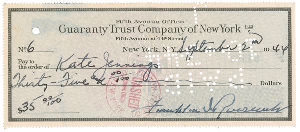 Lot 106 Franklin D. Roosevelt: Signing a check as president