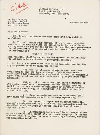 Lot #953 Basil Rathbone Signed Document - Image 1