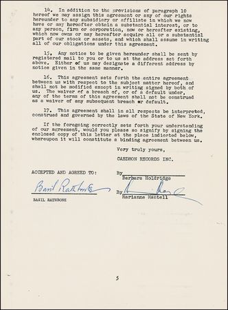 Lot #953 Basil Rathbone Signed Document - Image 2