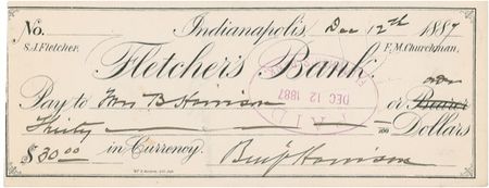 Lot #53 Benjamin Harrison Check - Image 1