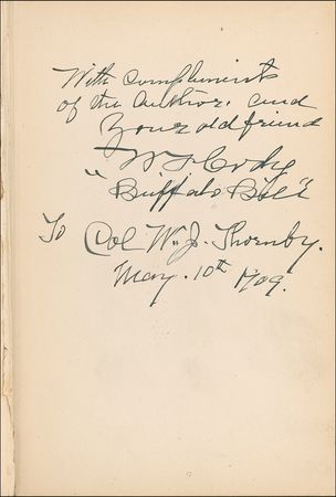 Lot #150 William F. “Buffalo Bill” Cody: Cody signs for an old friend - Image 1