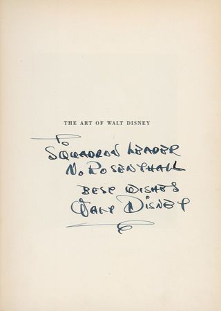 Lot #510 Walt Disney: THE ART OF WALT DISNEY: The animation legend inscribes a first edition for an RAAF pal - Image 1