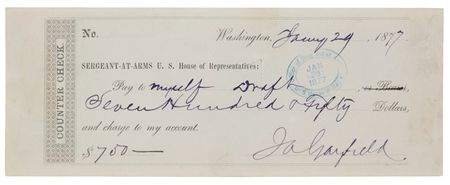 Lot #45 James A. Garfield Check - Image 2