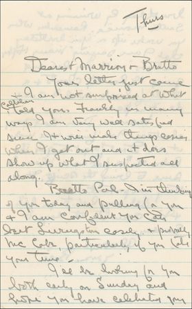 Lot #1296 Bill Tilden: ?I?M FINE & WILL MAKE IT OK?: TILDEN writes from behind bars - Image 1
