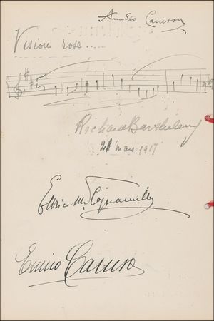 Lot #578 Enrico Caruso Menu - Image 1