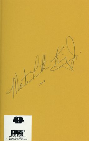 Lot #234 Martin Luther King, Jr: “THE NEGRO’S AGONY DIMINISHES THE WHITE MAN ... THE NEGRO’S SALVATION ENLARGES THE WHITE MAN”: KING signs his last book published in his lifetime - Image 1
