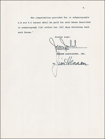 Lot #859 Jim Henson Signed Document - Image 2