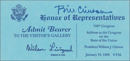 Lot #24 Bill Clinton State of The Union Ticket