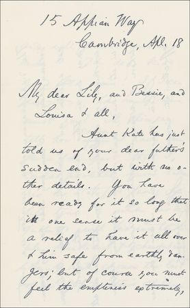 Lot #472 William James: ?THE ORDERLY WORKINGS OF A DIVINE WISDOM?: JAMES sends condolences on the death of an uncle - Image 1
