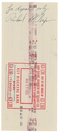 Lot #81 Richard Nixon: Ten-grand gesture: Nine years to the day before he would make the decision to resign, NIXON writes himself a check for $10,000 - Image 2