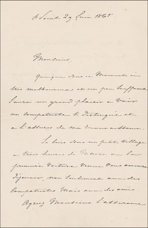 Lot #476 Alphonse de Lamartine Handwritten Letter Signed - Image 1