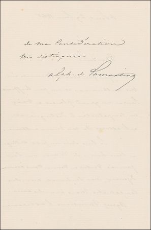 Lot #476 Alphonse de Lamartine Handwritten Letter Signed - Image 2