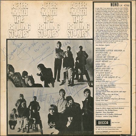 Lot #695 Rolling Stones: AFTERMATH: All five original ROLLING STONES sign together - Image 1