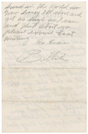 Lot #631 Billie Holiday: “Goddam it all why cant they just leave me alone?”: BILLIE HOLIDAY writes from the road and ends on a note of desperation: “I’ll close and get as high as I can” - Image 3