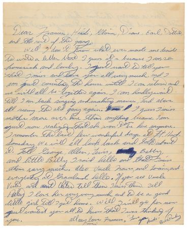 Lot #681 Elvis Presley: LONESOME TONIGHT: Shortly after the death of his mother, G.I. ELVIS PRESLEY writes from Germany: “I can hardly wait till I am back singing and making movies.... I miss mother more over here than anything” - Image 1