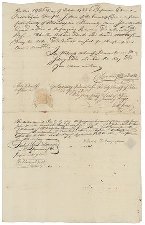 Lot #155 Clement Biddle Signed Document - Image 1