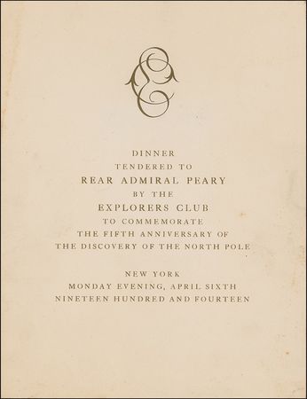 Lot #288 Robert E. Peary Menu - Image 1