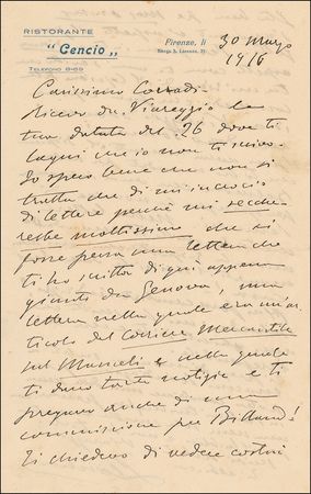 Lot #733 Ruggiero Leoncavallo Handwritten Letter Signed - Image 4