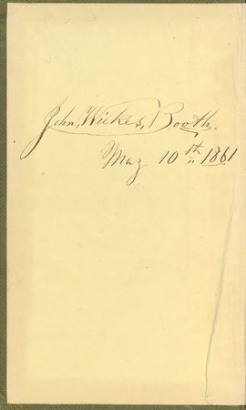 Lot #158 John Wilkes Booth: A SHOT IN THE DARK: Weeks after the outbreak of the Civil War, JOHN WILKES BOOTH signs a book on RIFLES AND RIFLE PRACTICE - Image 1