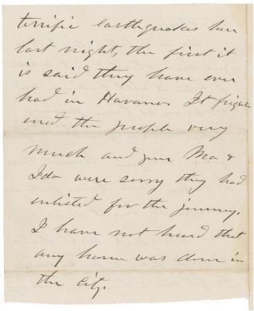 Lot #52 U. S. Grant: ISLAND HOLIDAY: GRANT writes from Havana on the ?great magnificence? of his lodgings and a ?terrific earthquake,? and notes that ?I would like to make enough to get me a house in Washington? - Image 4