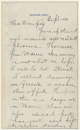 Lot #51 James A. Garfield: MAINE EVENT: GARFIELD evaluates his prospects less than two months before the 1880 election: ?We can win the fight if my friends do their utmost? - Image 1