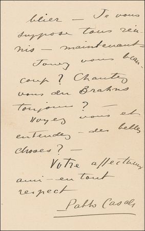 Lot #675 Pablo Casals Handwritten Letter Signed - Image 4
