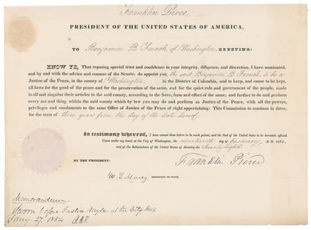 Lot #95 Franklin Pierce Signed Document - Image 1