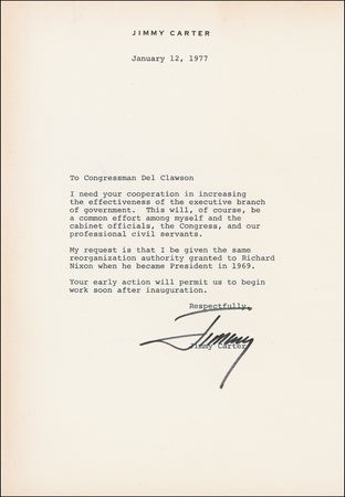 Lot #16 Jimmy Carter: As president-elect: “My