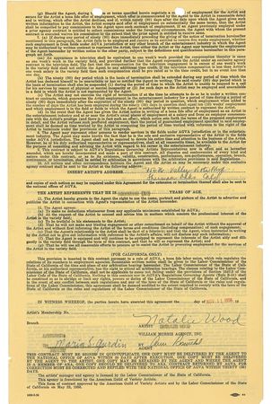 Lot #1198 Natalie Wood: All grown up: 18-year-old NATALIE WOOD signs a management contract - Image 1