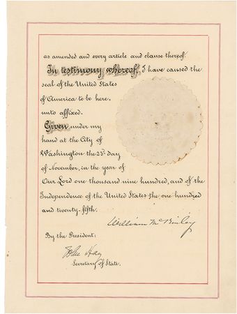 Lot #78 William McKinley Signed Document - Image 2