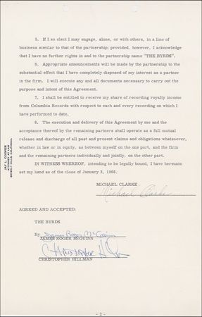 Lot #670 The Byrds: TURN TURN TURN: Michael Clarke agrees to leave The Byrds “in the best interests of all concerned” - Image 1