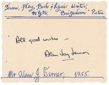 Lot #734 Alan Jay Lerner and Frederick Loewe Group Lot - Image 1