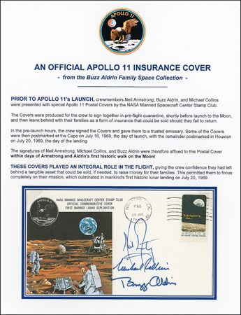 Lot #416 Apollo 11: IN CASE OF EMERGENCY: All three APOLLO 11 astronauts sign an insurance cover - Image 2