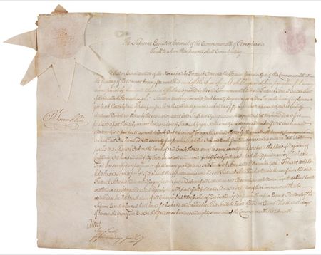 Lot #206 Benjamin Franklin: A PIECE OF “PENN’S WOODS”: FRANKLIN grants a parcel of Pennsylvania land in the midst of the Constitutional Convention - Image 1