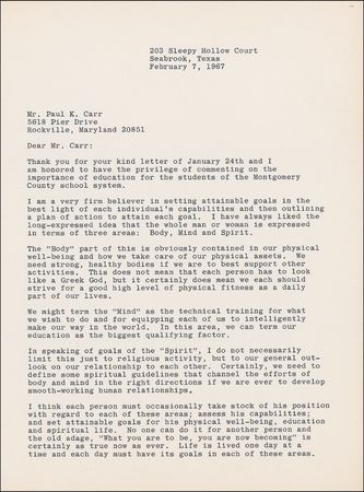 Lot #438 John Glenn: ?SPACE EXPLORATION ... IS AT THE PINNACLE OF OUR SCIENTIFIC ENDEAVOR?: GLENN philosophizes on ?Body, Mind, and Spirit? - Image 2