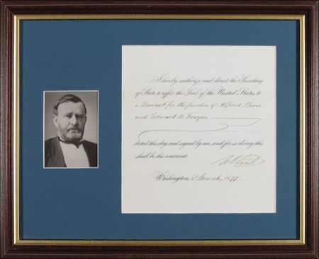 Lot #53 U. S. Grant: Authorizing a pardon as president - Image 1
