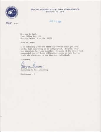 Lot #428 Neil Armstrong First Day Cover - Image 2