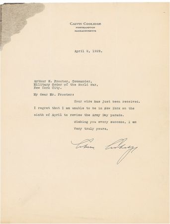 Lot #30 Calvin Coolidge Typed Letter Signed
