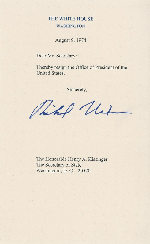 Lot 162 Richard Nixon Mock Resignation
