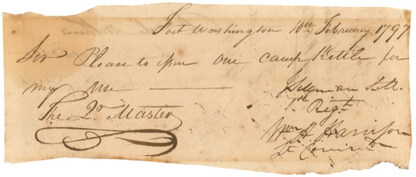 Lot 111 William Henry Harrison: Approving a 1797 military requisition
