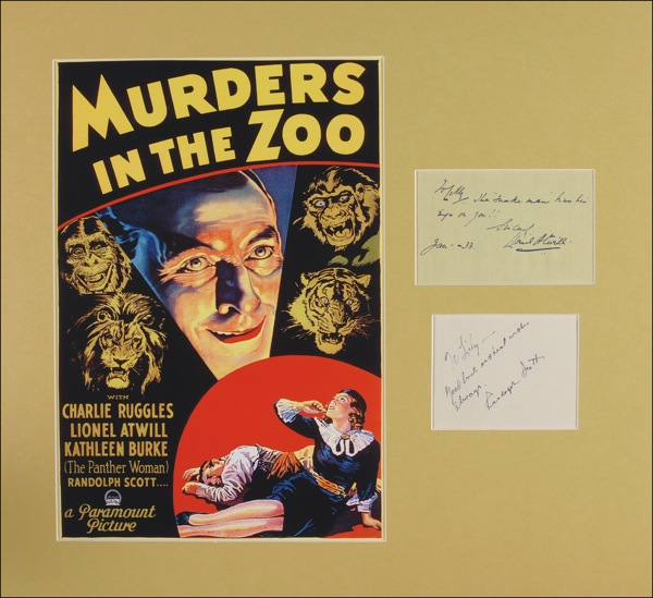 Lot 963 Lionel Atwill and Randolph Scott Signature