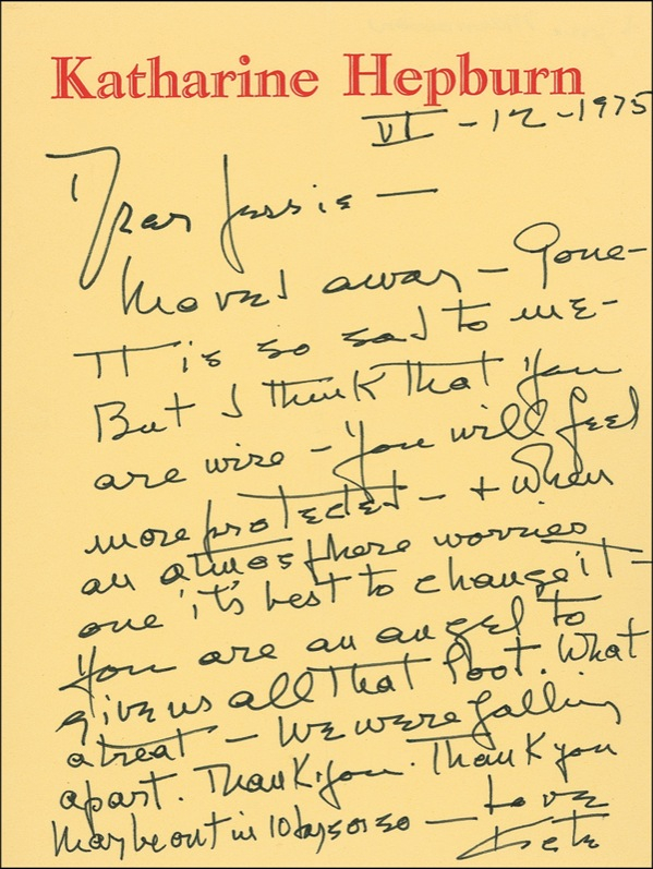 Lot 1092 Katharine Hepburn: “When an atmosphere worries one it’s best to change it”