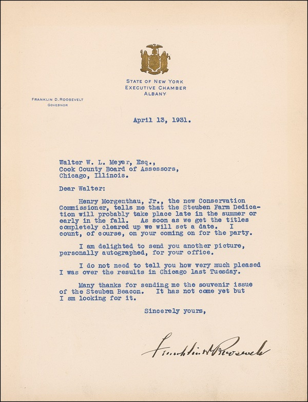 Lot 196 Franklin D. Roosevelt Typed Letter Signed