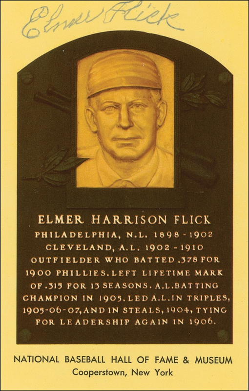 Lot 1327 Baseball Hall of Fame Plaque: Elmer Flick Hall Of Fame Card