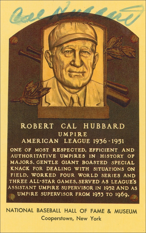 Lot 1336 Baseball Hall of Fame Plaque: Cal Hubbard Hall Of Fame Card
