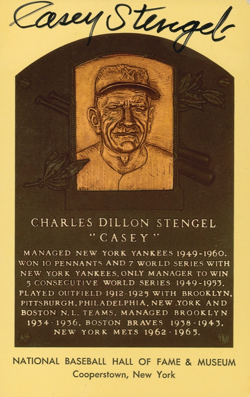 Lot 1348 Baseball Hall of Fame Plaque: Casey Stengel Hall Of Fame Card