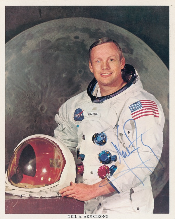 Lot 542 Neil Armstrong: Uninscribed photo of the first man to walk on the moon