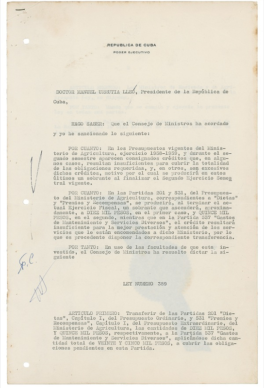 Lot 267 Fidel Castro Signed Document