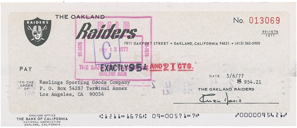 Lot 1434 Al Davis Check