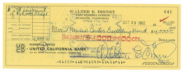 Lot 680 Walt Disney Check
